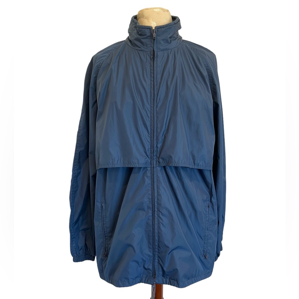 Woolrich blue rain jacket with optional hood (large)